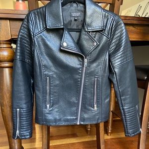 Topshop faux leather biker jacket in black. US Size 4 UK Size 8